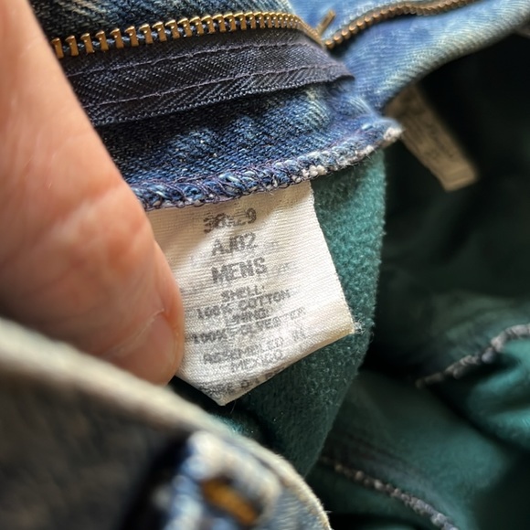 LL Bean Double L Green Fleece Lined Relaxed Fit Mens Jeans EUC Size 38X29 - Picture 8 of 9